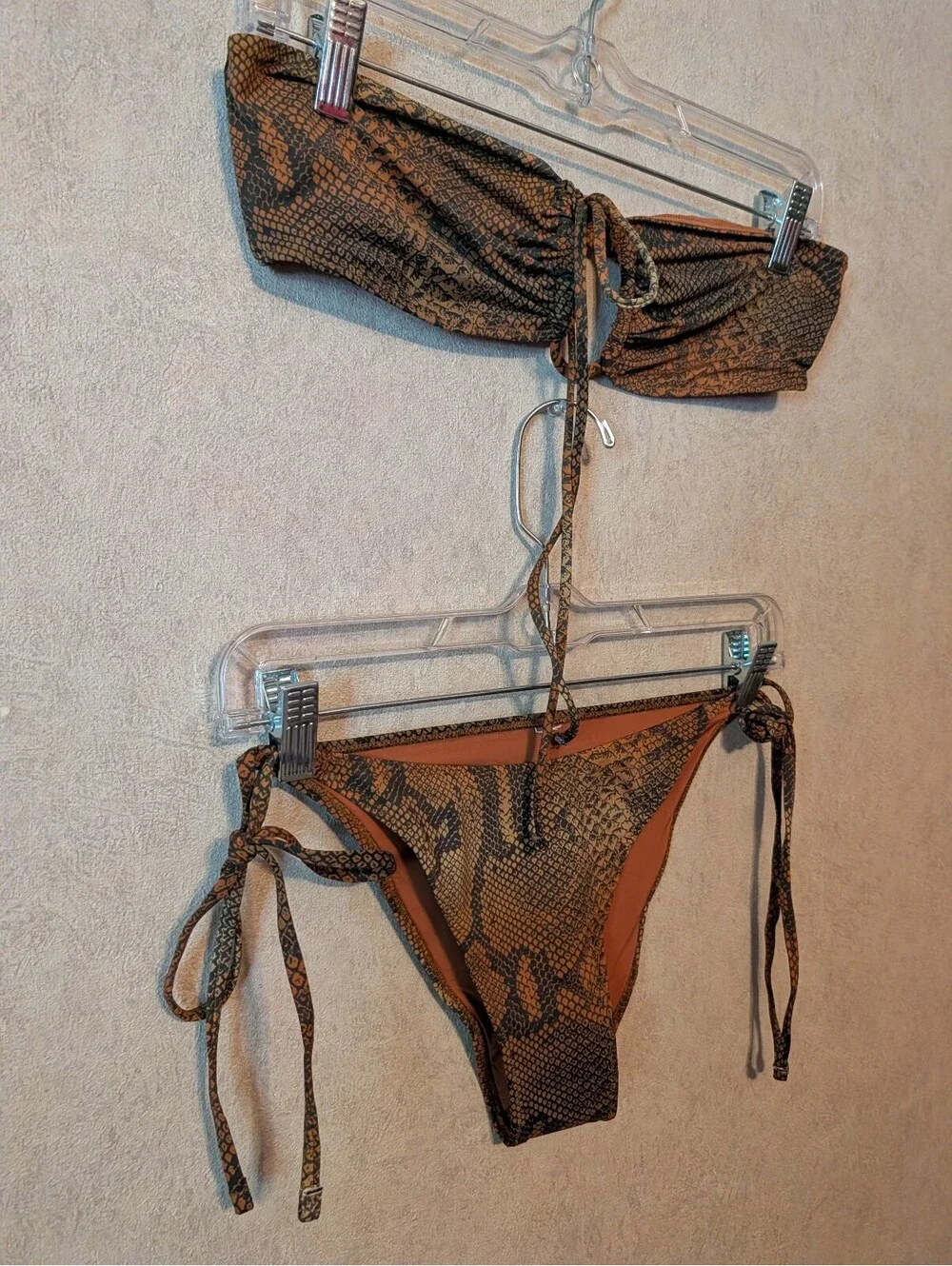 SKIMS Signature snakeskin tie halter bikini sz M